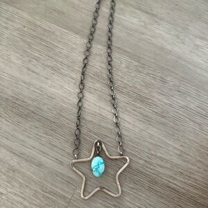 Turquoise Stone Star Sterling Silver Necklace